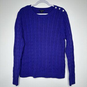 Lands End Cable Knit Sweater‎ Sz XL Crew Neck Purple